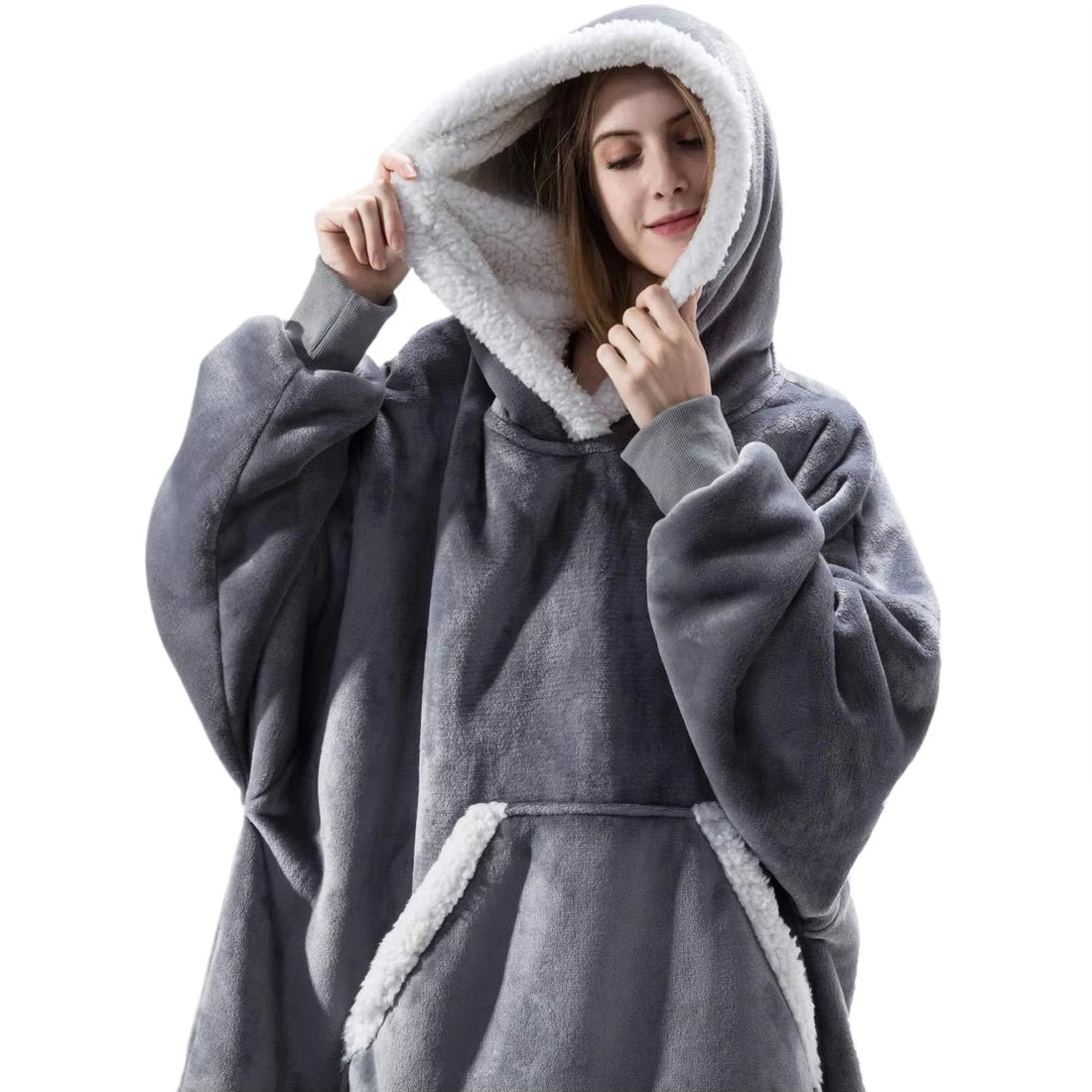 Wearable Blanket Hoodie Women Men Oversized Flannel Sherpa Fleece Hooded Soft Cozy Warm Blanket Blanket Sweatshirt Gifts