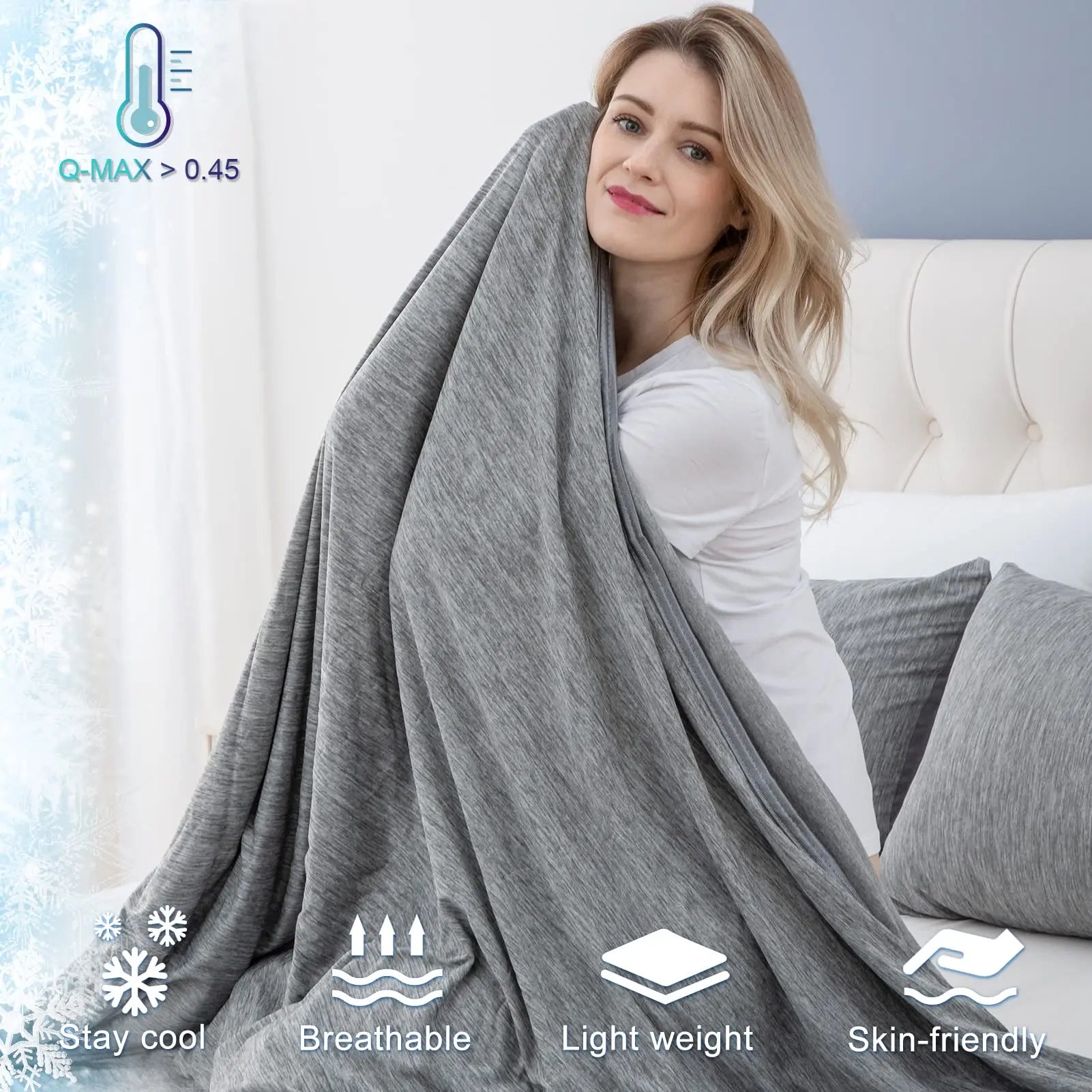 2023 New Cooling Blankets Smooth Air Condition Comforter Lightweight Summer Quilt Cool Feeling Fibre Skin-Friendly Breathable